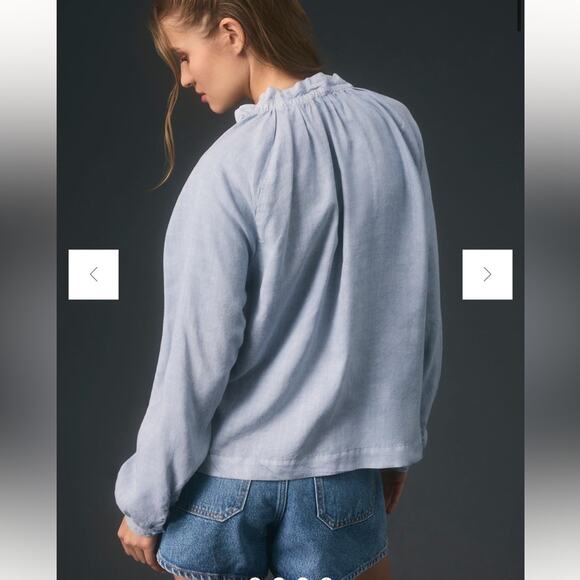 Anthropologie Cloth & Stone Long-Sleeve Raglan Blouse Sky Blue Size XL NWT - Picture 3 of 10